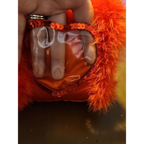 Rare Hairy Red Devil Pillow Photo Holder, Horns, Tails, Decor, Goth Punk Feather - Picture 7 of 8